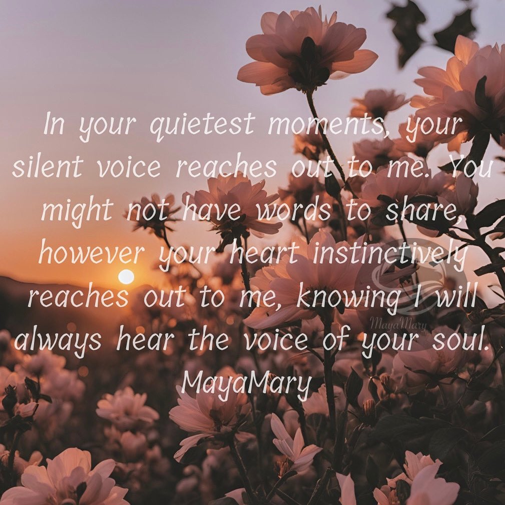 MayaMaryDrama's tweet photo. Your silence has still a voice. ~ π€
"In your quietest moments, your silent voice reaches out to me. You might not have words to share, however your heart instinctively reaches out to me, knowing I will always hear the voice of your soul." MayaMary
#AmWriter #Poetry #Writing https://t.co/M8tYhHHtlo