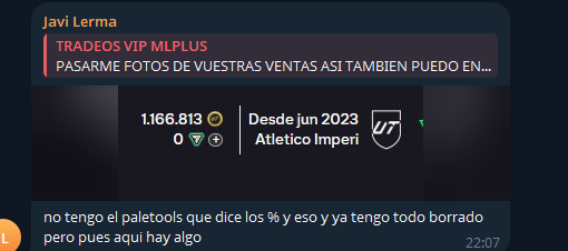 mlplus7yt's tweet image. 💸 ¡Muchas ganancias en el VIP de tradeos estos días!
Ya hay miembros con más de 1 millón de monedas 😱
🎯 Oferta especial: 6 € (antes 8 €)
⚡ ¡Corre que se acaban las plazas!
📩 Contáctame por MD
#FC26  #FUT26 #Tradeo