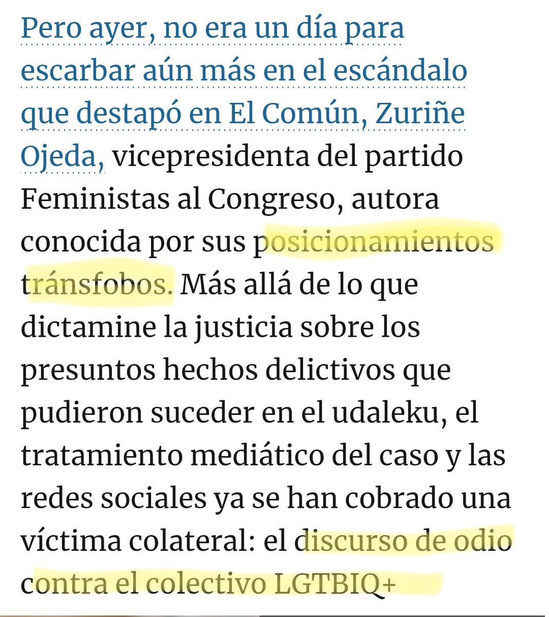 Bueno, Idoia Alonso, si fuera como tú te definiría por tus posicionamientos misóginos, y tendría más razón. Pero te diré que tu tratamiento mediático del caso se cobra como víctimas colaterales, además de que son las centrales y únicas, a esas menores y a sus madres.