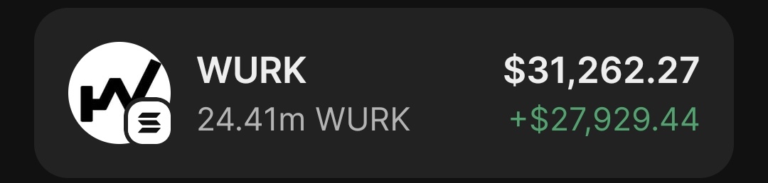 $WURK is printing massive on my private telegram channel
Absolutely tearing up the chart 📈 
#SolanaAirdrop