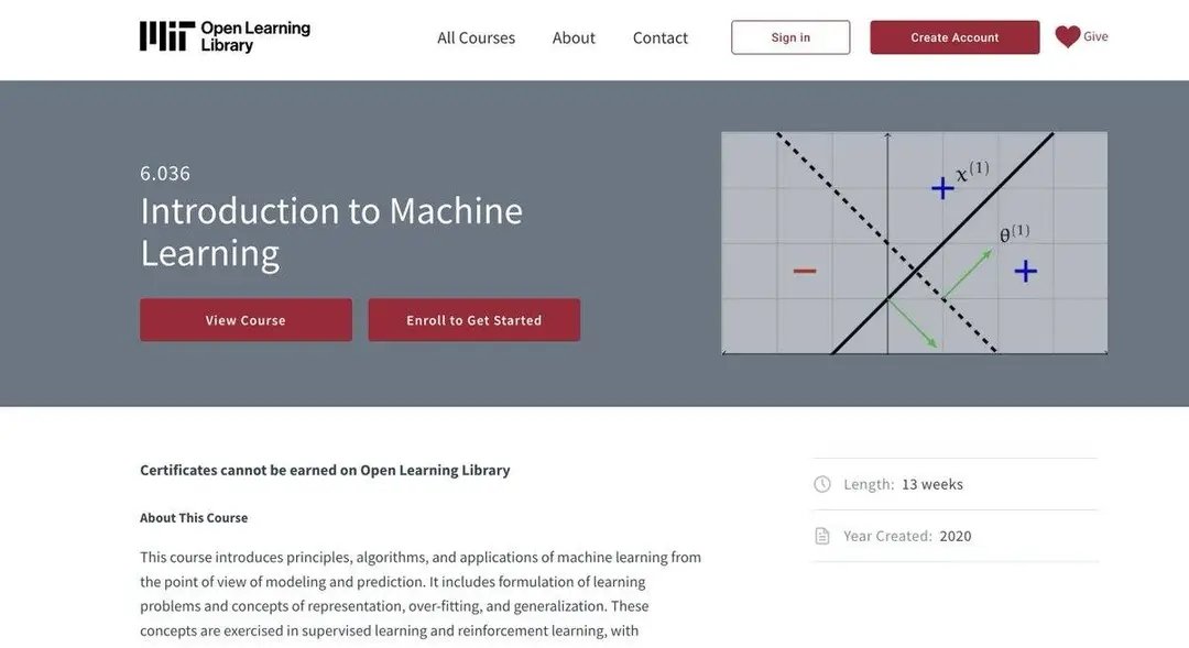 amitcoder1's tweet image. 3 → Machine Learning with Python
Dive into supervised, unsupervised learning, and real-world AI use cases.
🔗 <a style="text-decoration: none;" rel="nofollow" target="_blank" href="https://openlearninglibrary.mit.edu/courses/cours">openlearninglibrary.mit.edu/courses/cours</a>