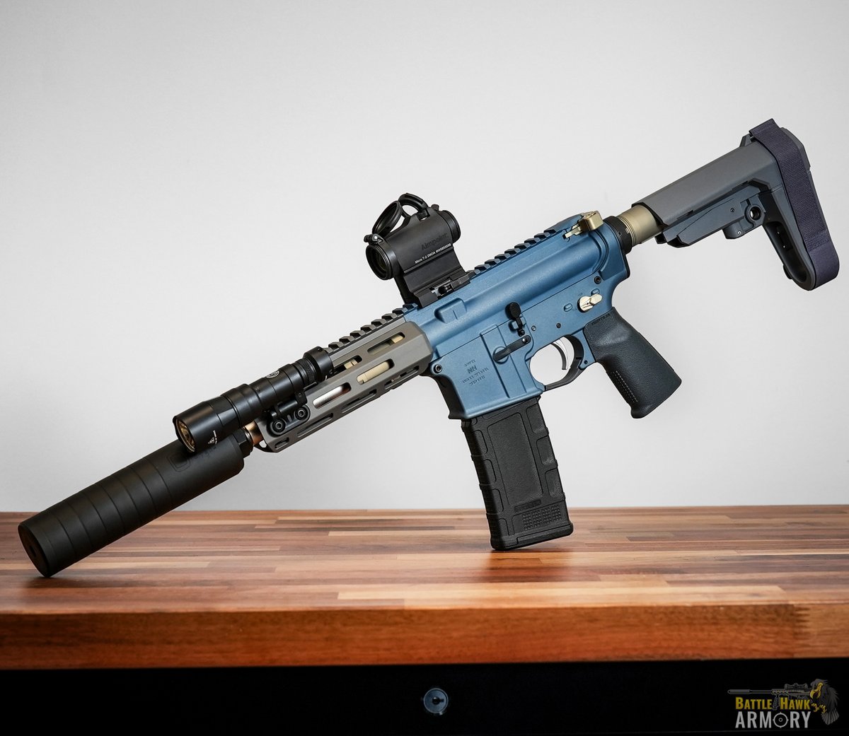 300 BLK looks good in blue

- <a href="/unpossibleq/">Q, LLC</a> Sugar Weasel &amp; Blind Tiger
- <a href="/AimpointUSA/">Aimpoint, Inc.</a> T-2
- <a href="/SureFireLLC/">SureFire</a> Turbo Mini Scout Light Pro

Q Products Here: battlehawkarmory.com/product-manufa…