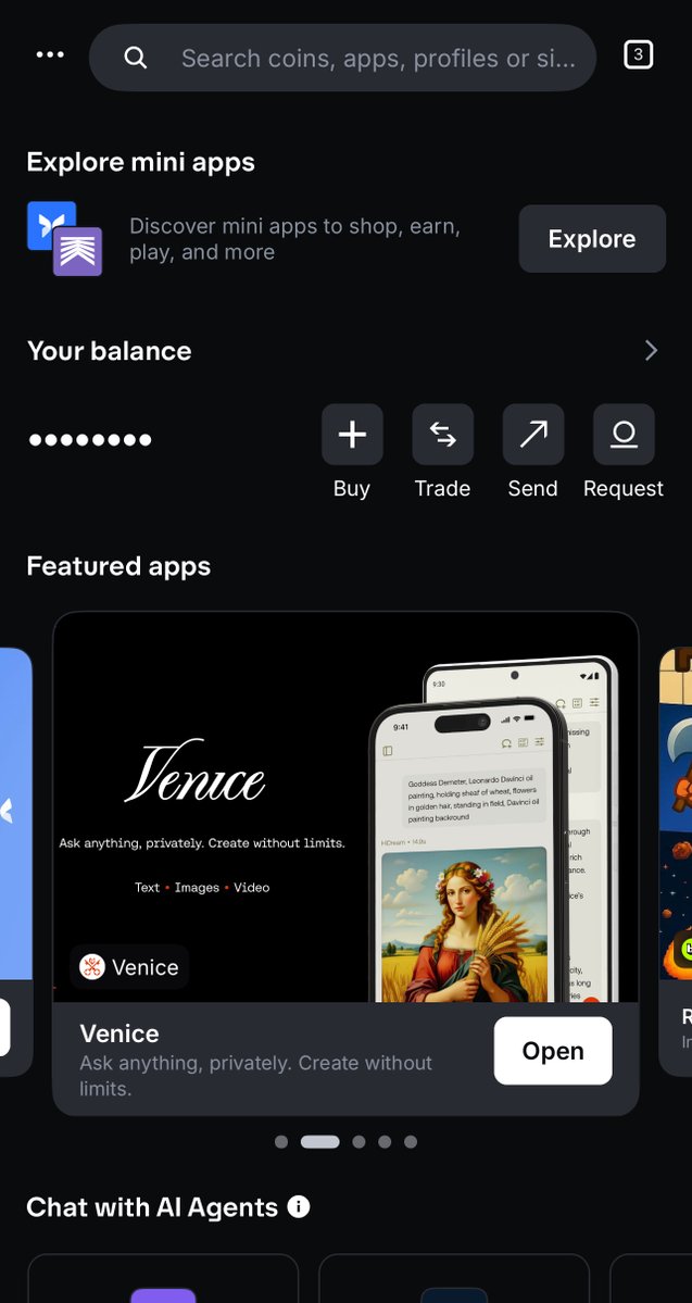 Baseアプリ画面に表示されたVenice AIのスクリーンショット