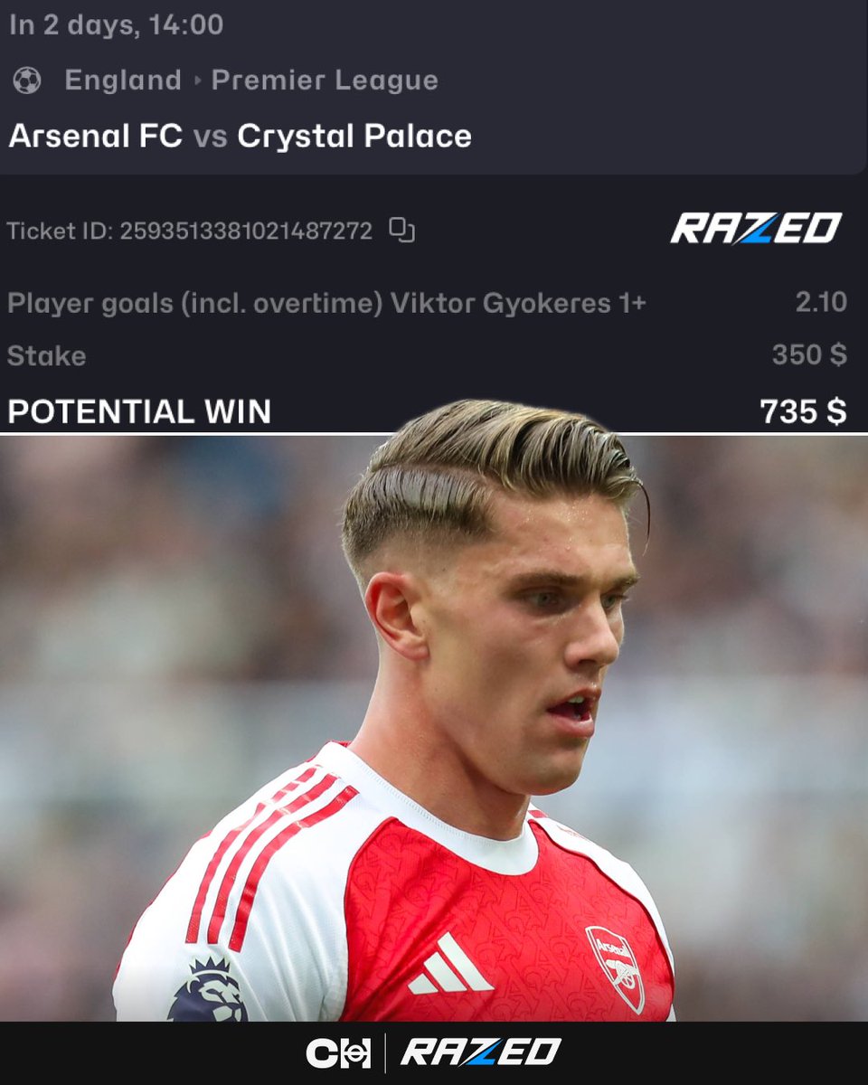 Gyokeres to score against Palace. ⚽️🇸🇪 

🔞 | <a href="/Razedcom/">Razed</a> | Please gamble responsibly. GambleAware. #ad