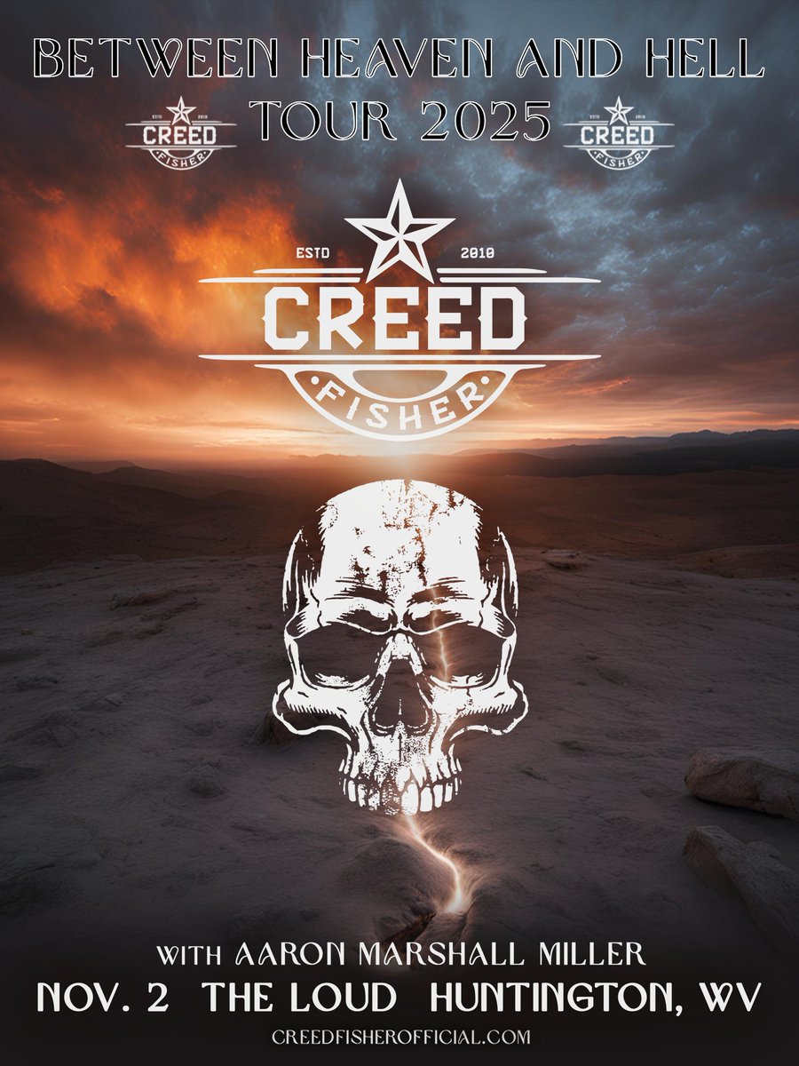 CREED FISHER is back at The Loud on November 2nd with Aaron Marshall Miller! 🤠 ⚡Y'all don't want to miss this one - get tickets at theloudwv.com or Orbit's Record Shop!
