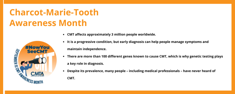 TREAT_NMD's tweet photo. October is #CMTAwarenessMonth 💙
CMT affects 1 in 2,500 people - yet many still face delayed diagnosis & limited support.
Let’s raise awareness, share stories & push for better care.
Together, we can make CMT visible. 👣🧠
#CMTCommunity #CMTAwareness #TREATNMD® https://t.co/tdI1yDWnsf