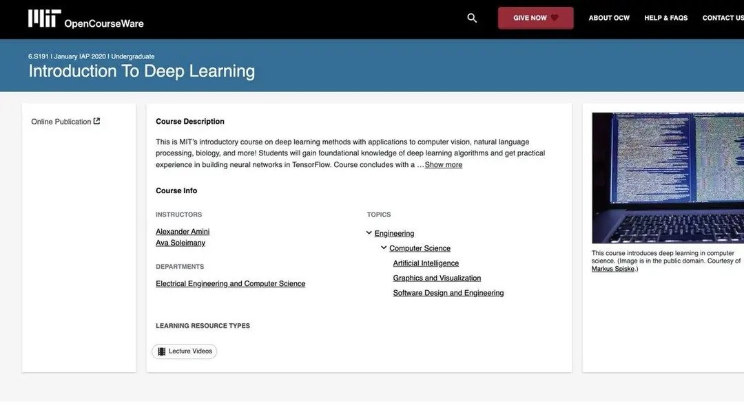 amitcoder1's tweet image. 6 → Introduction to Deep Learning
Fast-paced guide to modern deep learning using TensorFlow & PyTorch.
🔗 <a style="text-decoration: none;" rel="nofollow" target="_blank" href="https://ocw.mit.edu/courses/6-s191-introduction-to-deep-learning-january-iap-2020/">ocw.mit.edu/courses/6-s191…</a>