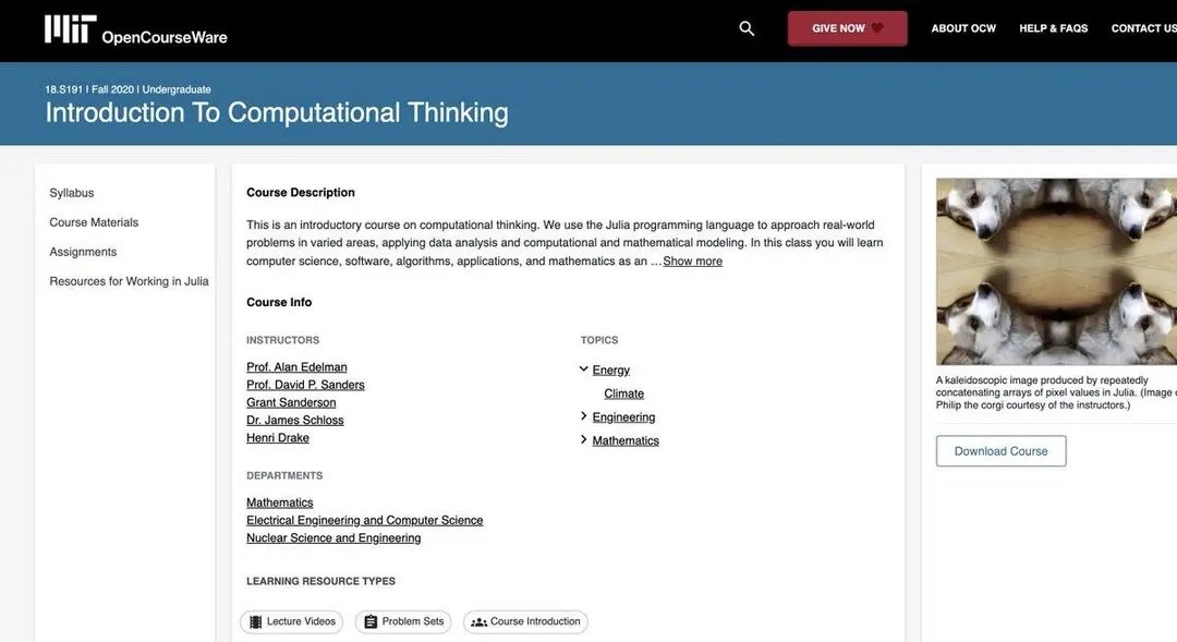 amitcoder1's tweet image. 7 → Computational Thinking
Think like a computer scientist to solve real-world problems.
🔗 <a style="text-decoration: none;" rel="nofollow" target="_blank" href="https://ocw.mit.edu/courses/18-s191-introduction-to-computational-thinking-fall-2020/">ocw.mit.edu/courses/18-s19…</a>
