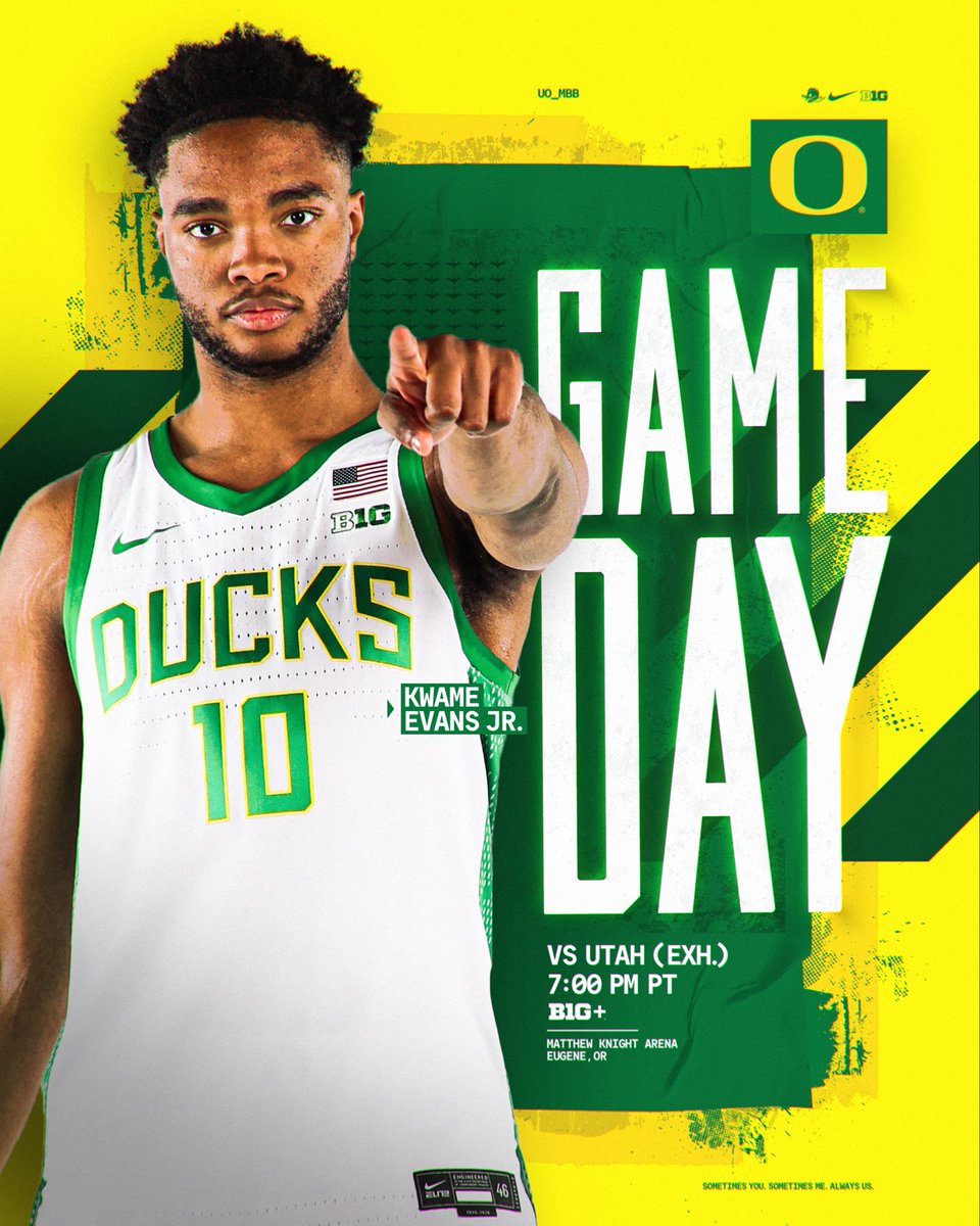 Game day! 

Hosting Utah at 7 p.m. in an exhibition game at Matthew Knight Arena. #GoDucks 

🎟️ GoDucks.com/MbbTix 
📺 <a href="/BigTenPlus/">B1G+</a> 
📻 <a href="/UOSportsNetwork/">Oregon Sports Network</a>