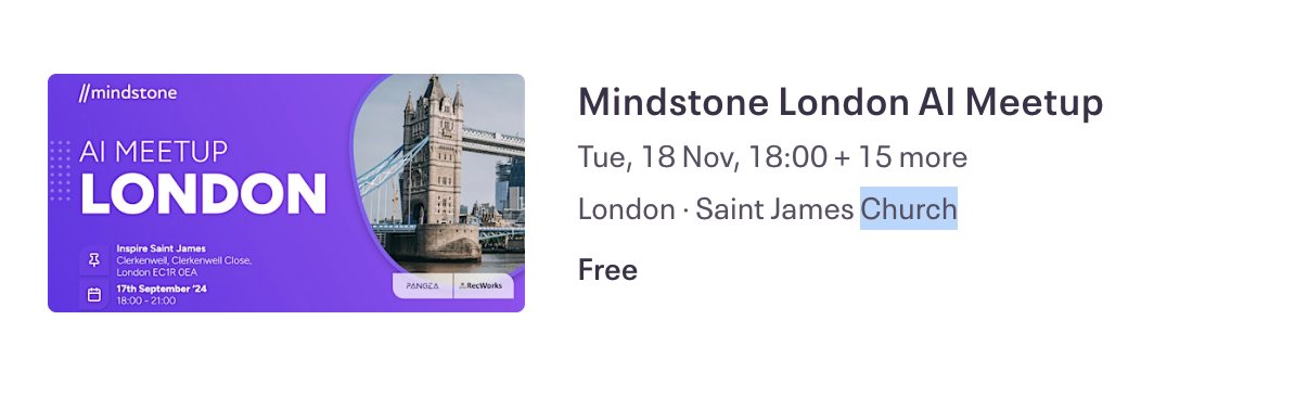 MaryBorysova's tweet photo. London AI Meetup in the church.
I guess AI is becoming a new religion? https://t.co/EFmL48IAQ4