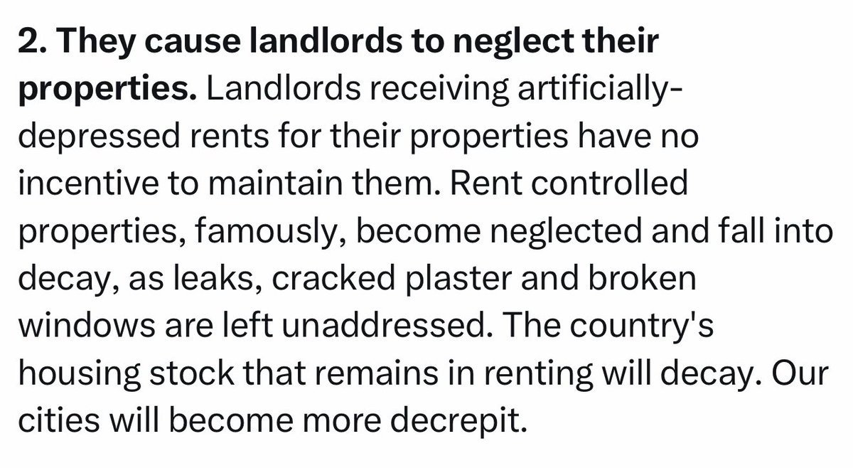 rent controls don’t cause landlords to neglect their properties - they are more than happy to do that AND charge you out the arse for it