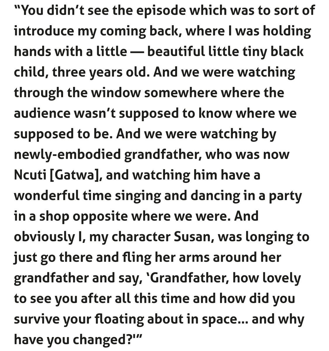 WilliamWho27's tweet image. The orginal ending for The Reality War officially confirmed by Carole Ann Ford.

I'll be honest. I wouldn't have loved the original ending anyway as again it's Russell focusing on "canon" stuff rather than character.

But it is a HUGE shame they still cut it out. It's very sad.