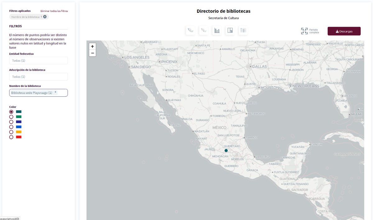 La Plataforma Nacional de Datos Abiertos también tiene mapas de puntos.... En este caso el directorio de Bibliotecas publicado por la Secretaría de Cultura. 

Además los filtros resultan muy útiles para encontrar alguna en específico...
