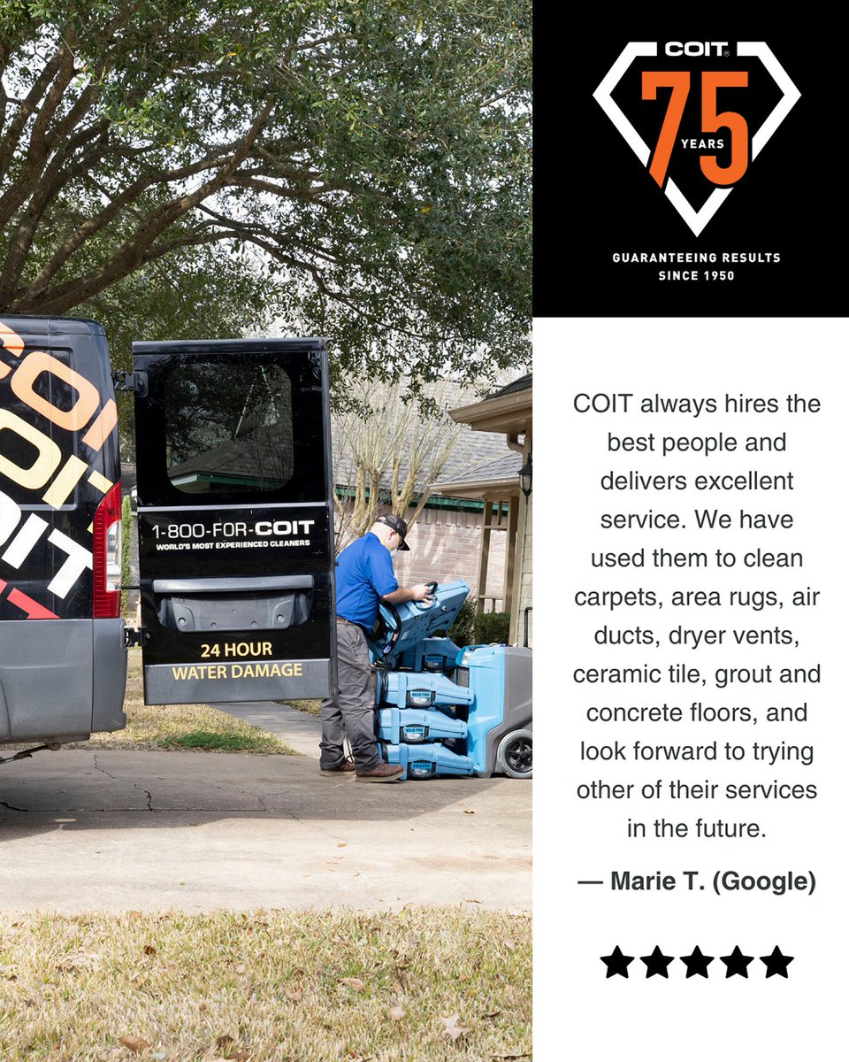 That’s right, we clean it all! Thank you for the five-star review, Marie! We look forward to helping you out in the future! #COITFanFriday