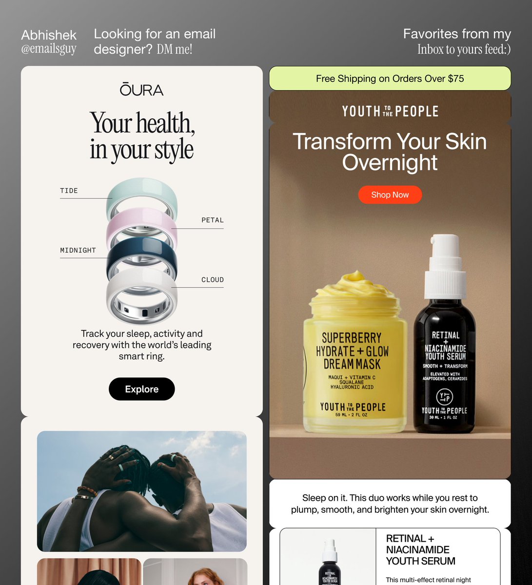 EmailsGuy's tweet image. Favorites From Inbox – Release 034
From – Oura &amp;amp; Youth to the People