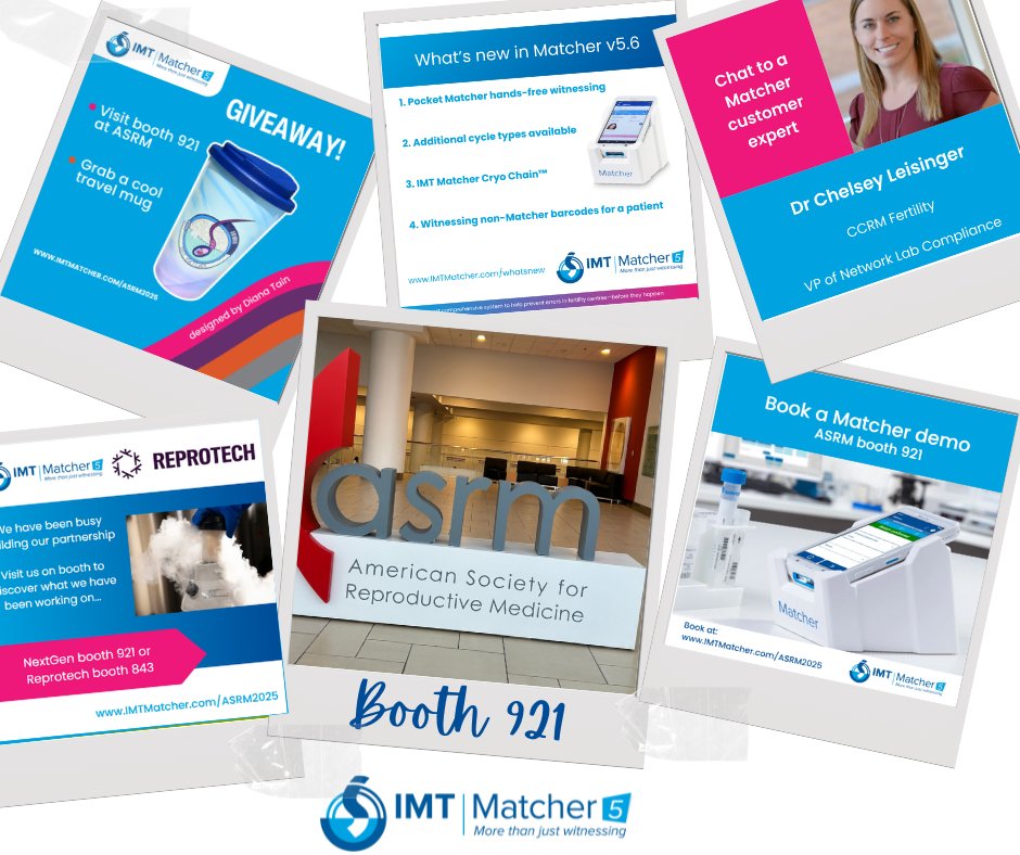 IMT_Matcher's tweet image. ⏳ 3 Days to Go! ⏳

We’re ready for ASRM 2025! Here’s what’s waiting at Booth 921:
✨ Hands-free witnessing in Matcher v5.6
🎁 Travel mug giveaway
🤝 Meet Matcher customer expert 
🔍 Book a demo

📍 Booth 921 👉 IMTMatcher.com/ASRM2025
#ASRM2025 #IMTMatcher #Innovation
