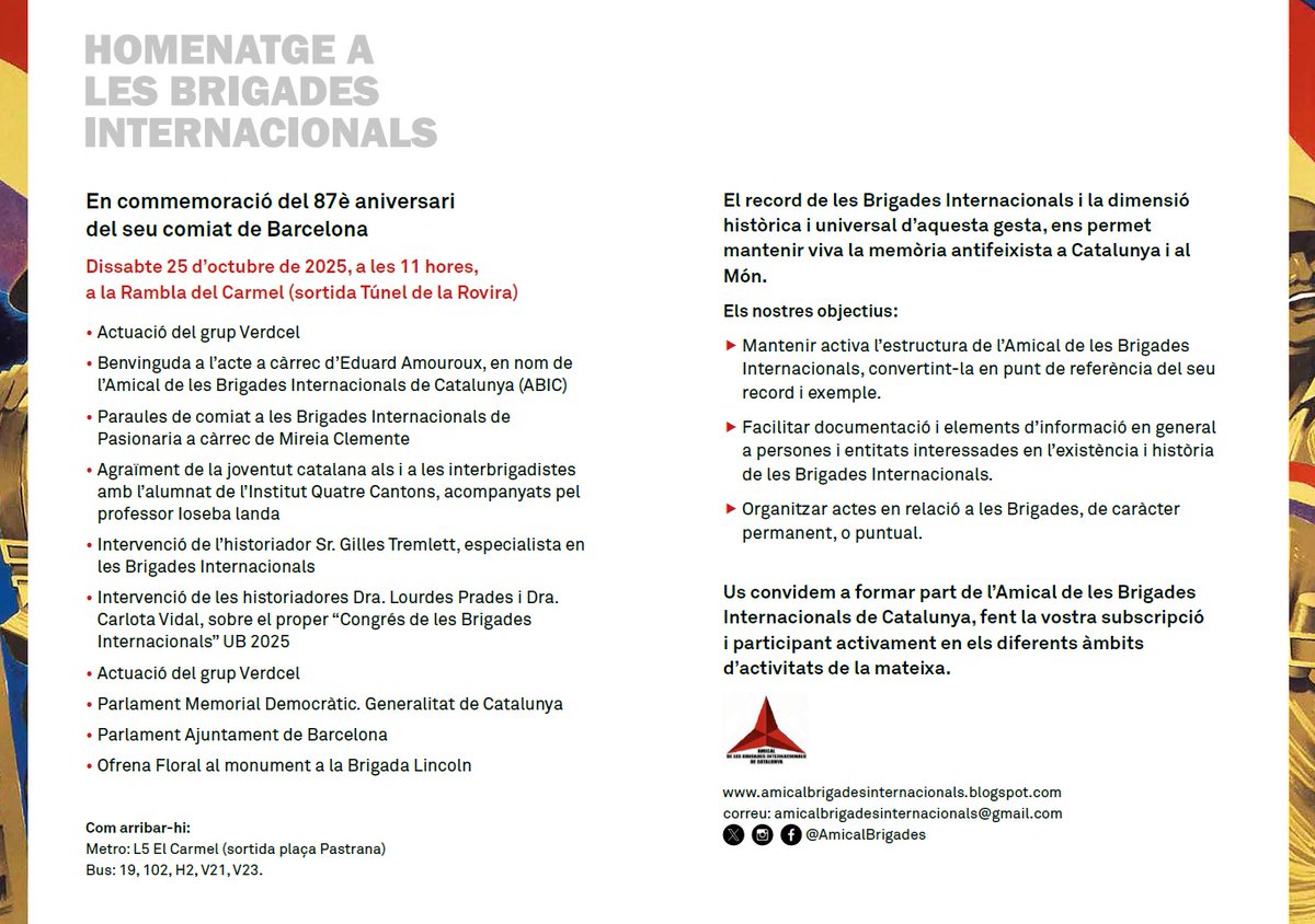 Mañana en la Rambla del Carmel! <a href="/AmicalBrigades/">Amical Brigades</a> <a href="/Exprespol/">Persones Ex-preses Polítiques del Franquisme</a> <a href="/Ateneu_Memoria/">Ateneu Memòria Popular</a>