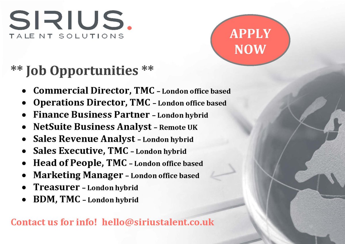 Happy Friday to you all!
siriustalent.co.uk
#sirius #siriustalent #corporatetravel #businesstravel #traveljobs #businesstraveljobs #corporatetraveljobs