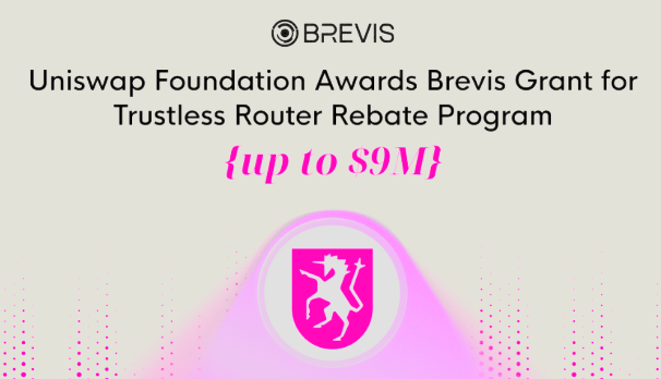 Day 4 on <a href="/brevis_zk/">Brevis</a> 

Attention, crypto community 👀

<a href="/UniswapFND/">Uniswap Foundation</a> has awarded <a href="/brevis_zk/">Brevis</a> a grant of up to $9M to build a trustless gas rebate program for v4 routers. This means rebates fully verified by #ZK proofs, with no centralized tracking or trust assumptions 🌐

It's a huge