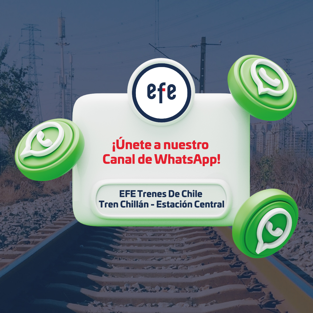 🚀 ¡Súmate a nuestra comunidad! 🌎

📢 Síguenos en nuestro Canal de WhatsApp y recibe: alertas en tiempo real, información de nuestro servicio y consejos para tu próximo viaje. 

👉 Únete haciendo click en el siguiente enlace: bit.ly/Canal-TrenChil… ✨