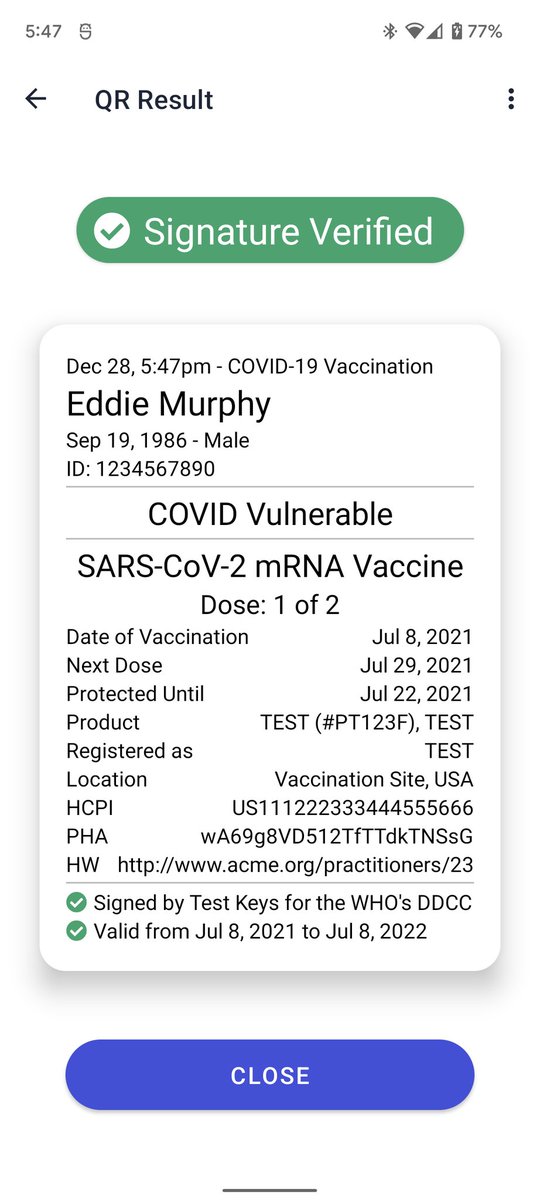Two post 🧵

<a href="/ucworkroom1/">UC WorkRoom</a> figured out how they're connecting people to the Digital ID System &amp; verifying the vaccination.

World Health Organization's Global Digital Health Certification Network (GDHCN) Verifier App (Android)

The app scans a QR code for a credential/pass,