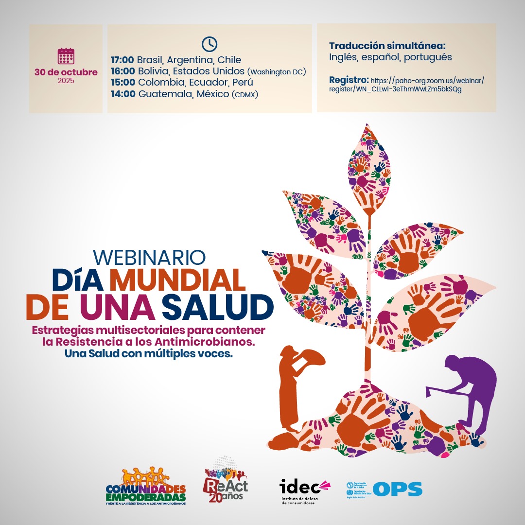 Únete al Webinario por el Día Mundial de Una Salud

🗓 30 de octubre | ⏳ 1h15 min
📌 Inscríbete aquí :paho-org.zoom.us/webinar/regist…
💬 Un diálogo entre comunidades, academia, 
organismos de salud y productores de alimentos para hablar sobre salud humana, animal y de la Madre Tierra.