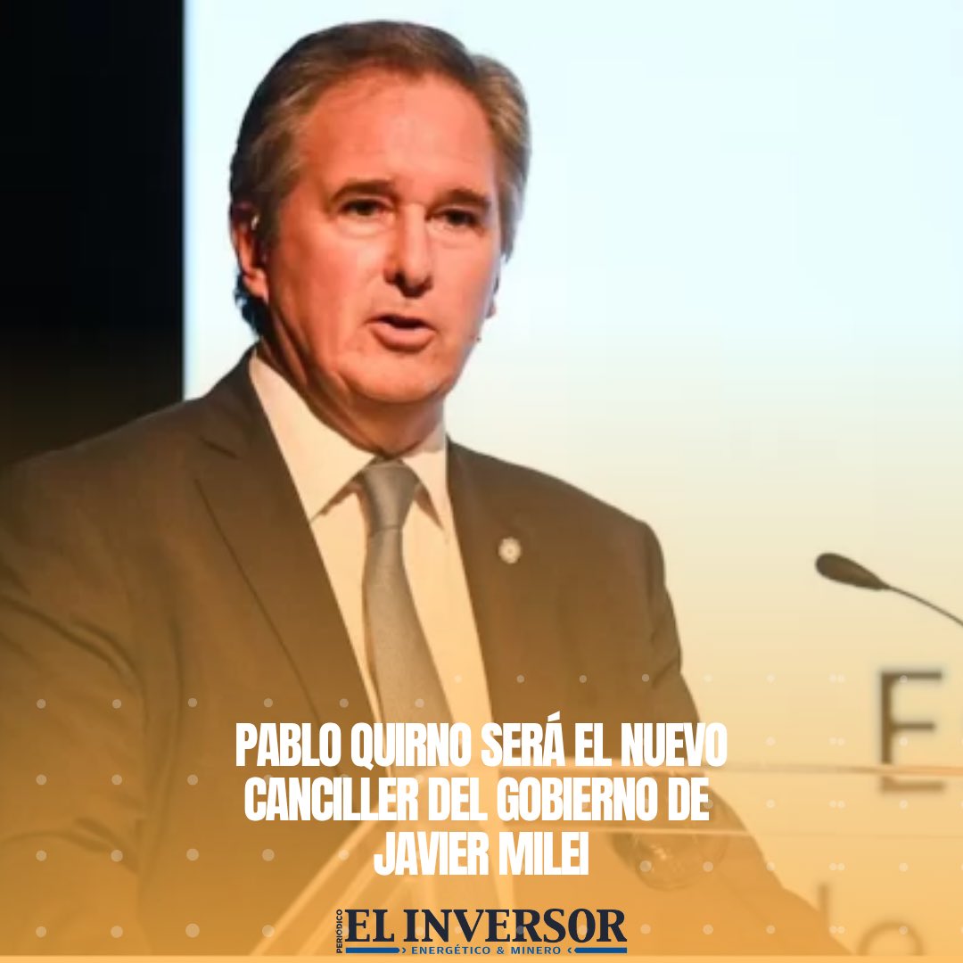 🇦🇷 Pablo Quirno será el nuevo canciller del gobierno de Javier Milei

🔗 elinversorenergetico.com/pablo-quirno-s…

#Argentina #Gobierno #PabloQuirno #Milei #RelacionesExteriores #ComercioExterior #Política
