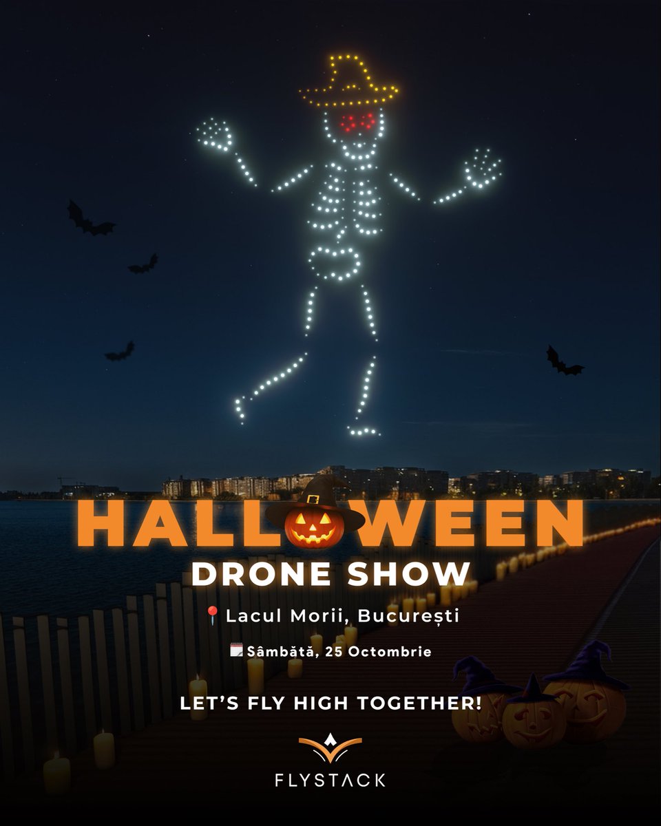flystackshows's tweet image. The sky’s about to get spooky!🌌🛸
Bucharest, are you ready for a Halloween like never before?🎃
Stay tuned — magic and mystery are taking flight!👻
#FlystackDroneShows #SpookySeason #Halloween2025 #DroneShow #showdrone