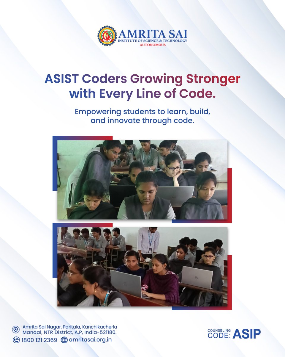 AMRITASAI_'s tweet image. The Coding Club at ASIST continues its journey of innovation, teamwork, and exploration. Our students are diving deeper into code, tackling challenges, and turning their creativity into real-world solutions.

#ASIST #CodingClub #CodeToCreate #InnovationInAction #StudentClubs