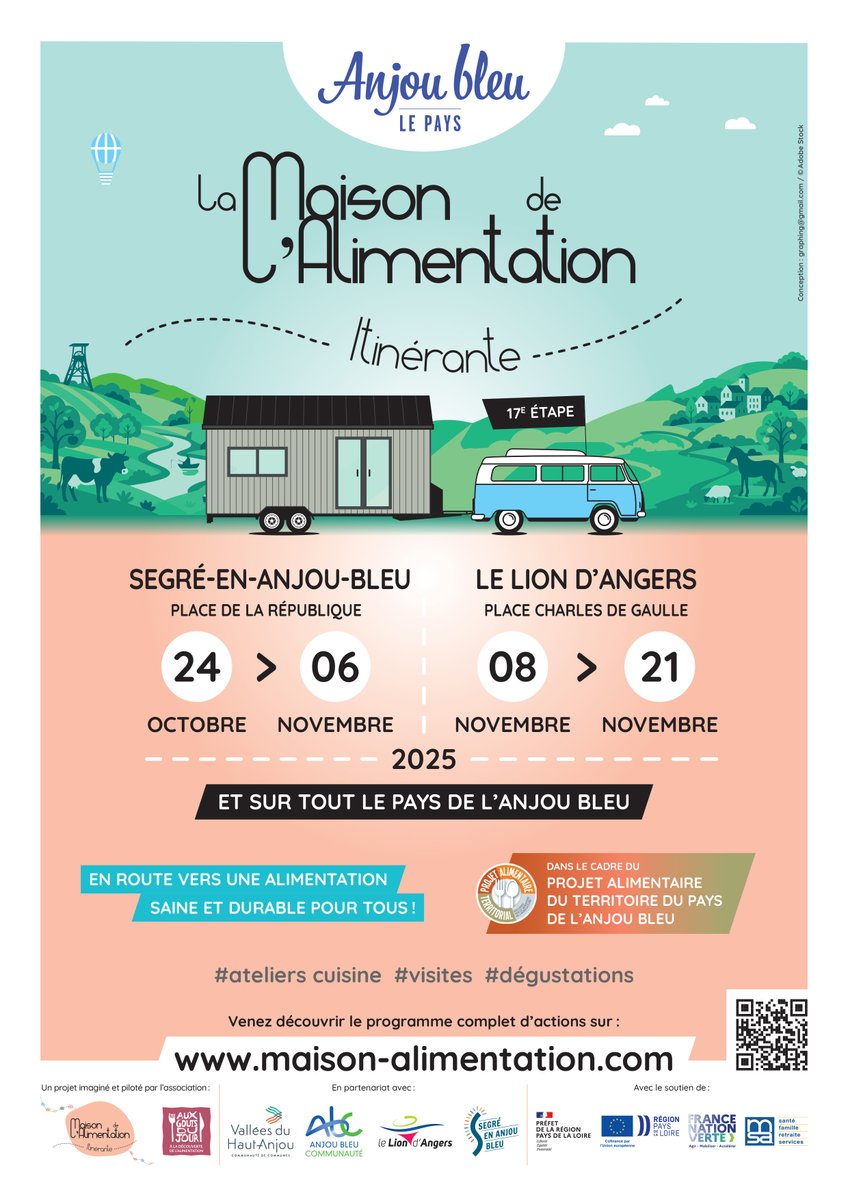 🏠La Maison de l’Alimentation Itinérante est en #AnjouBleu jusqu'au 21/11 !
✅Rencontres avec les professionnels, ateliers cuisine et actions de sensibilisation à <a href="/segrefr/">Segré en Anjou Bleu</a> et au #LiondAngers.
🤝La <a href="/msa49actu/">MSA de Maine-et-Loire</a> soutient cette initiative au cœur de nos territoires ruraux !