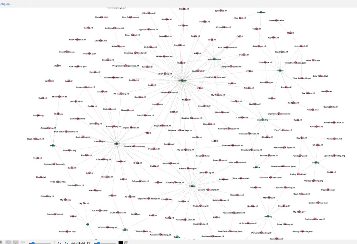 EnselSoftware's tweet photo. Perpetual Notes can show your notes in this beautiful Graph Neural Network format using Gephi. Just run PNtoGraph.exe in the download bundle. https://t.co/9DIp9awFwN