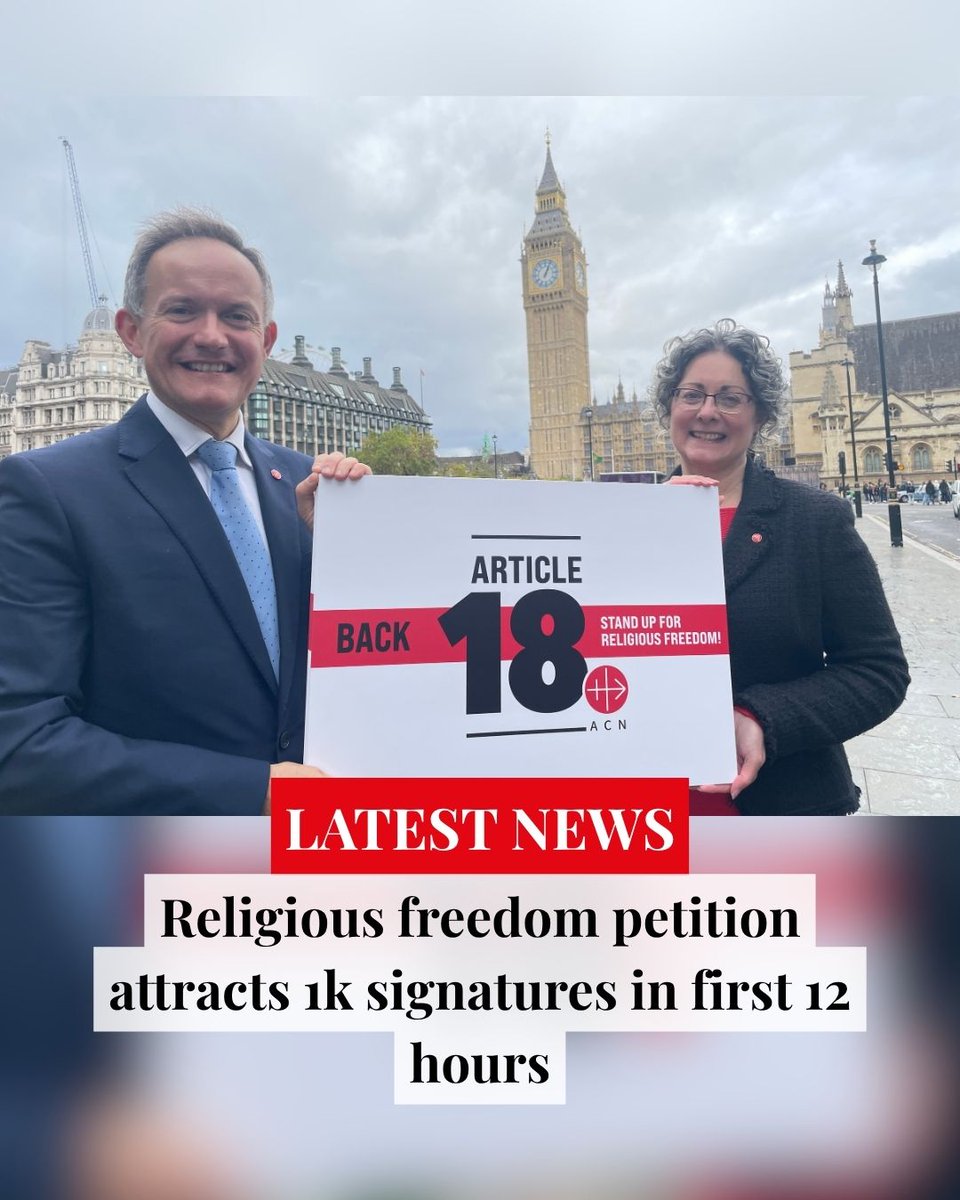 acn_uk's tweet image. NEARLY 1,000 people – including leading MPs and bishops – signed a petition calling for global religious freedom within 12 hours of its launch.

Read the whole story here: orlo.uk/jpcw8

#Article18Petition #signourpetition #acnuk #religiousfreedom