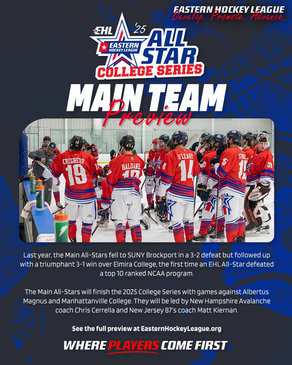 EHL_Hockey's tweet image. Main All-Star Preview

Main All-Stars to face Albertus Magnus and Manhattanville this weekend

🔗: bit.ly/3LrR86z

#WherePlayersComeFirst | #DevelopPromoteAdvance