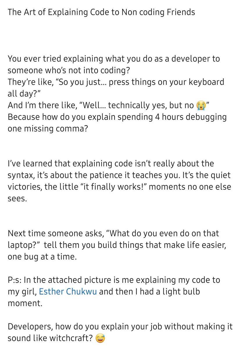 xanrita's tweet image. On another episode of my journey as a developer, we are building for real problems.
#viral #developer #programminglanguages #JavaScript #code #coding #journey