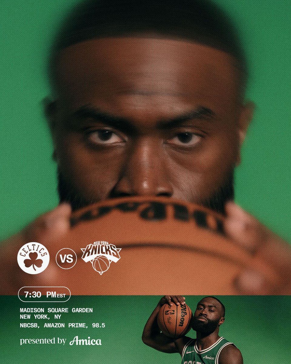 Boston Celtics (@celtics) on Twitter photo TONIGHT βοΈ Celtics at <a href="/nyknicks/">NEW YORK KNICKS</a> 
β° 7:30 PM
πΊ <a href="/NBCSBoston/">NBC Sports Boston</a> & <a href="/NBAonPrime/">NBA on Prime</a> 
ποΈ <a href="/985TheSportsHub/">98.5 The Sports Hub</a> 
#DifferentHere TONIGHT βοΈ Celtics at <a href="/nyknicks/">NEW YORK KNICKS</a> 
β° 7:30 PM
πΊ <a href="/NBCSBoston/">NBC Sports Boston</a> & <a href="/NBAonPrime/">NBA on Prime</a> 
ποΈ <a href="/985TheSportsHub/">98.5 The Sports Hub</a> 
#DifferentHere