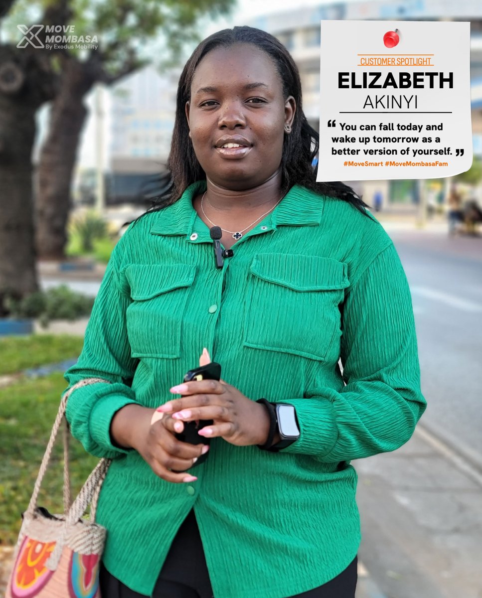ExodusMobility's tweet photo. Meet Elizabeth Akinyi, a fun-loving health statistician who lives for numbers, charts, and discovery. She admires bold leaders like Baba and Sifuna, dreams of fighting for women’s rights one day, and lives by the mantra: You can fall today and rise better tomorrow.
#MoveMombasa https://t.co/u2Q0W7aYQ0