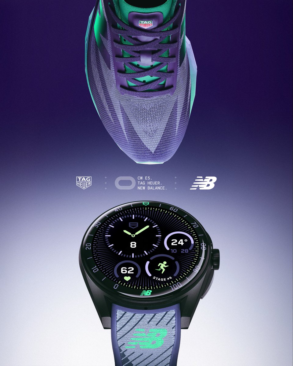 LVMH's tweet image. TAG Heuer and New Balance join forces to create the @TAGHeuer Connected Calibre E5 40MM x @newbalance Edition and the TAG Heuer x New Balance FuelCell SC Elite v5 running shoe, designed for those who train with intent and purpose.
 
Learn More: lvmh.com/en/news-lvmh/t…

#LVMH…