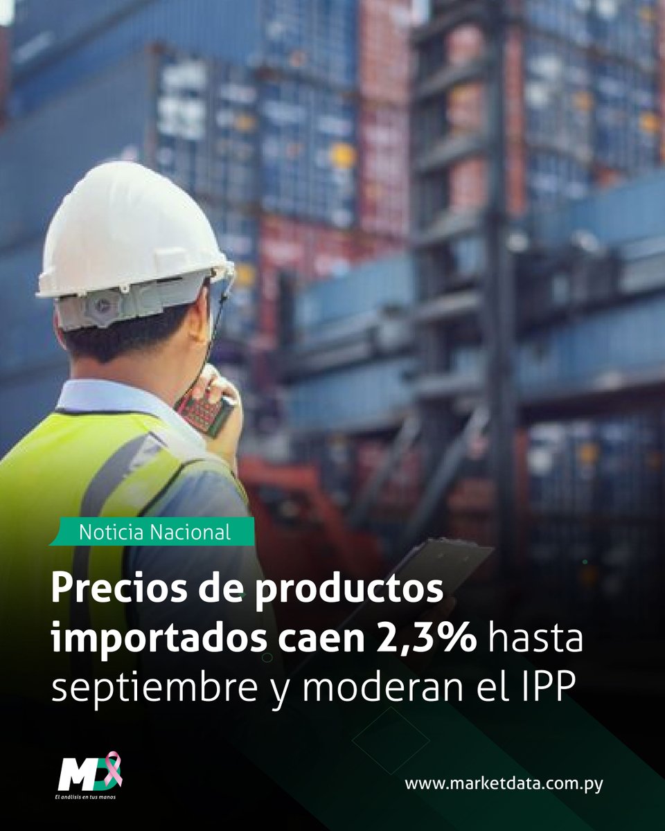 marketdata_py's tweet image. 📉 Los precios de los productos importados registraron una baja de 2,3% en los primeros nueve meses del año
La disminución se atribuye principalmente a menores costos internacionales y a la estabilidad del tipo de cambio.
📍 Leé más en n9.cl/7hbrrp
