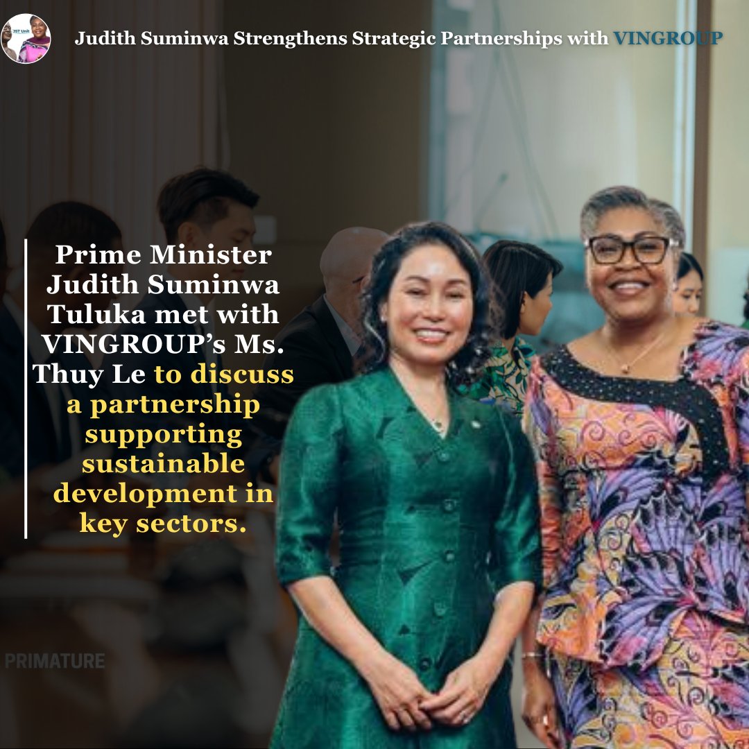 Jst_Unit's tweet photo. Prime Minister Judith Suminwa Tuluka received a delegation from VINGROUP, led by Ms. Thuy Le, to explore a public–private partnership in key sectors including agriculture, health, education, real estate, and infrastructure — an initiative praised as aligned with the Government’s vision for integrated and sustainable development.
#PublicPrivatePartnership #SustainableDevelopment #Agriculture #Health #Education #RealEstate #Infrastructure #GovernmentVision #Vingroup #Collaboration #Innovation #EconomicGrowth #DevelopmentGoals