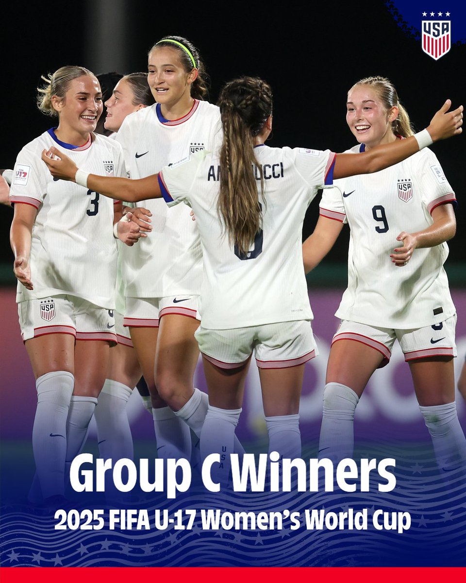Victorious in all three group stage matches and the winners of Group C! Round of 16 🔜

#U17WNT | #U17WWC