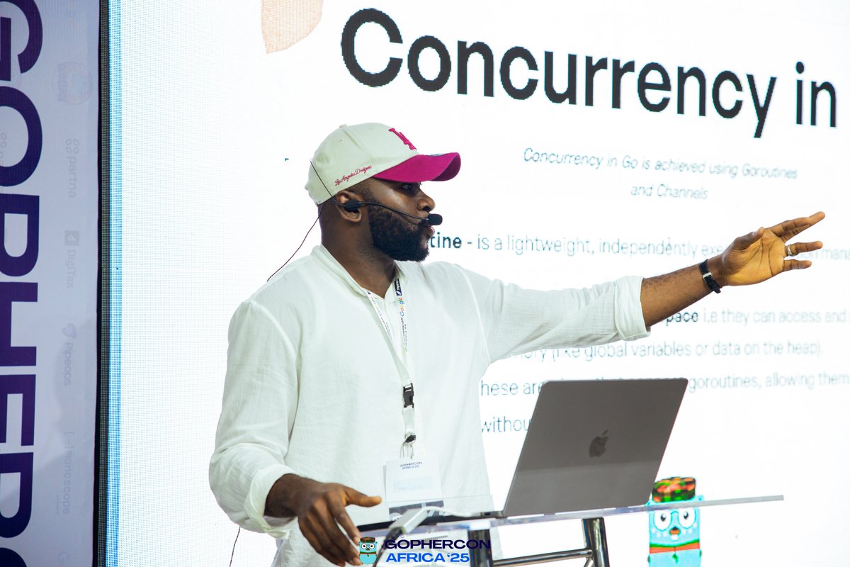 gophers_africa's tweet image. Wrapping up the day with a deep tech dive! ⚙️
@iamNarcisse on stage at #GopherConAfrica2025 with “Non-Deadlock Concurrency Bugs in Go.”
Exploring the subtle, tricky side of Go routines and how to make our concurrent code safer & smarter 🧠🐹
#GoLang #Concurrency #gca25