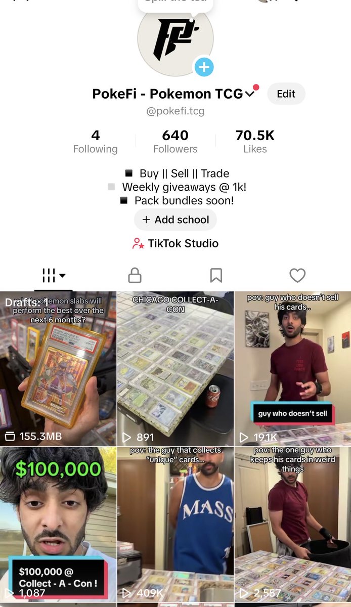 back on tiktok and personal + pokemon brand are growing asf

10k high score on car videos
400k high score on pokemon video

give me 6 months