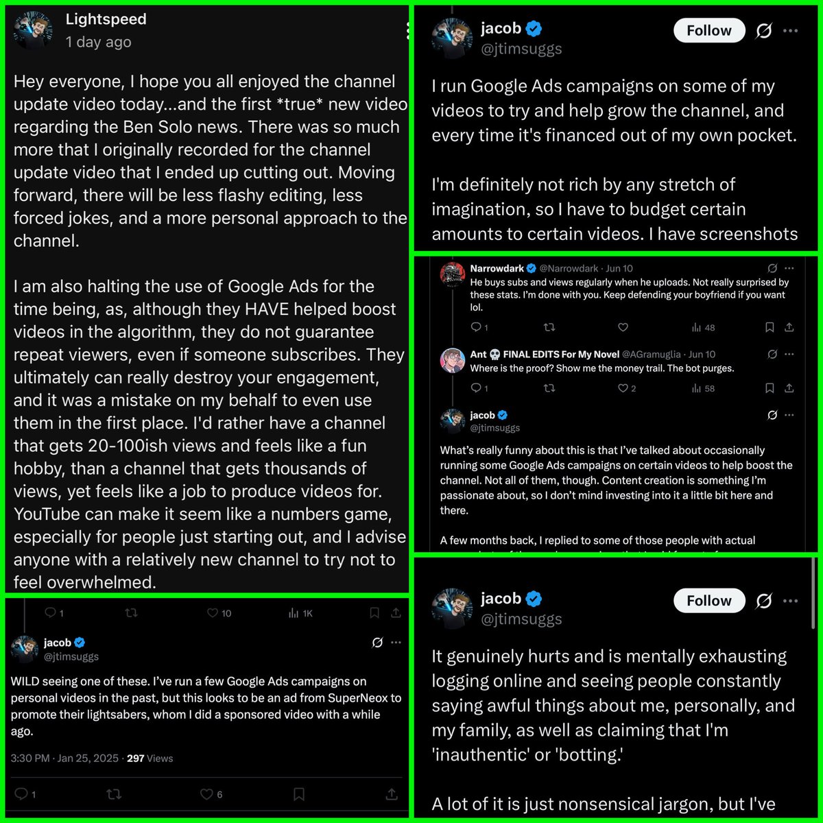 StarTriggered25's tweet photo. Jacob claims to have only used Google ads on some videos. However, the evidence of botting is on nearly every video. Google Ads would have cost him tens of thousands of dollars. He used affordable third party websites to buy subscribers, views, likes and comments. #Fraudspeed https://t.co/1dGwLwuteA