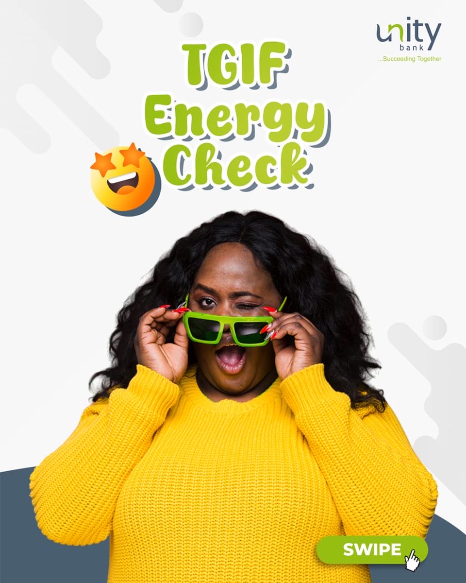UnityBankPlc's tweet image. That Friday feeling just hits different 😊 
What’s your weekend mood? 😎
#TGIFMood #SucceedingTogether