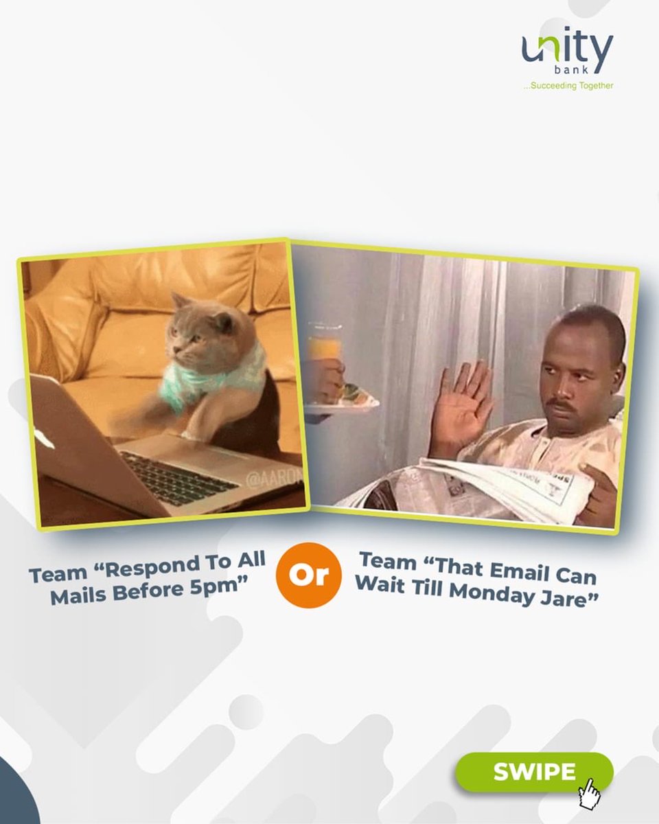 UnityBankPlc's tweet image. That Friday feeling just hits different 😊 
What’s your weekend mood? 😎
#TGIFMood #SucceedingTogether