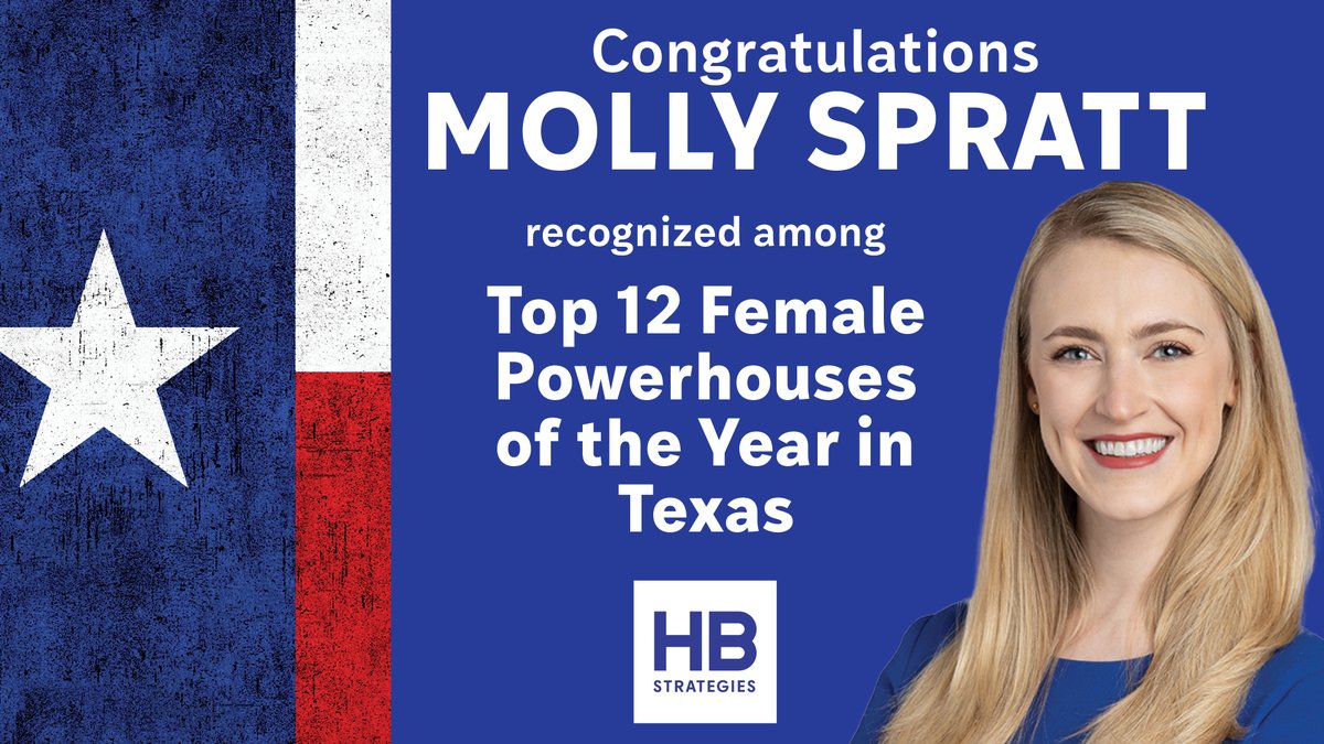 We are pleased to share that Molly Spratt, Principal in the HB Strategies Texas office in Austin <a href="/HB_StrategiesTX/">HB Strategies Texas</a>, has been recognized as a top lobbyist in Texas. Molly was recently named Female Powerhouse of the Year by <a href="/USLege_ai/">USLege</a>'s 2025 Best in Government Affairs Awards.

This