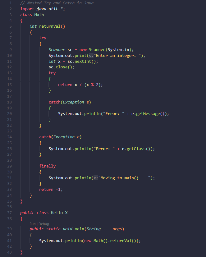 CtrlPlusCode's tweet photo. 💛Nested Try and Catch in Java.
Note: throws exception when you enter non-Integer and Even number.
#CtrlPlusCode #java #developerweekend https://t.co/T3TZ1rLaqW
