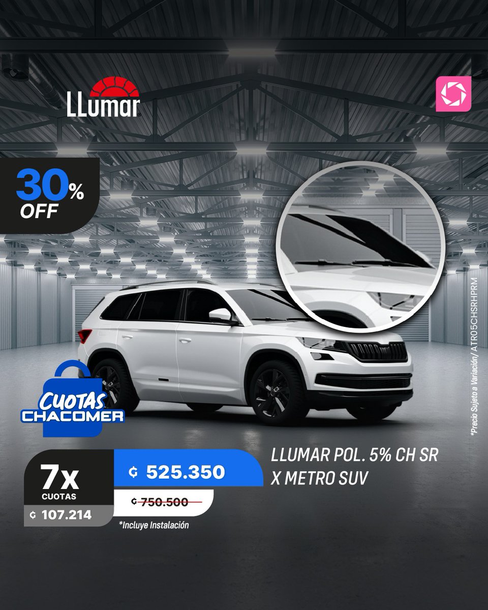 chacomer's tweet image. 🚙 Elegancia y protección para tu SUV con el Polarizado LLumar. Menos calor, más privacidad y estilo en cada viaje. 😎
#LLumar #SUVStyle #Chacomer #Ofertas