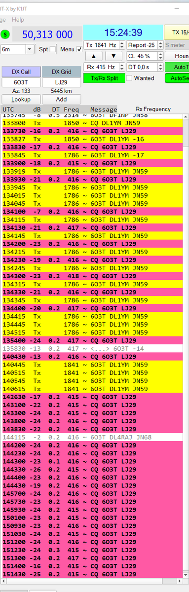 DL1YM's tweet image. 50313 6O3T.   Still not worked,  although quite many decodes, sometimes nearly  +dB loud.   ヨブダケ ムダナ ヨウデス