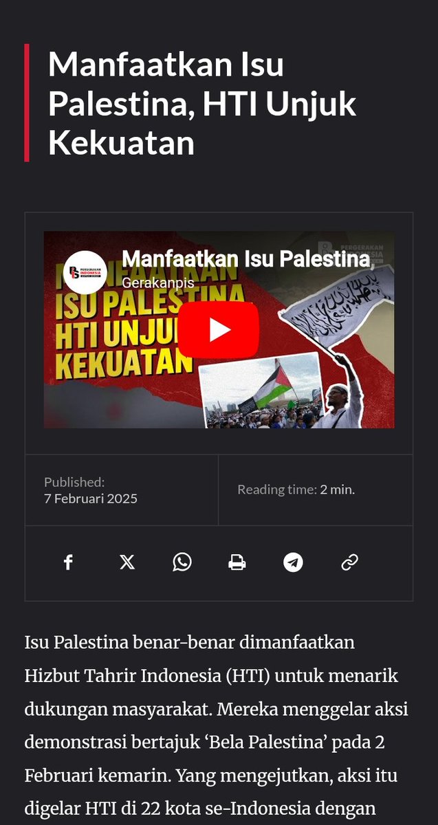 Inilah mengapa kita harus menolak HTI dan seluruh alat propagandanya, termasuk isu Palestina.
Narasi permusuhan pada Israel, sama dengan mendukung propaganda HTI yg ideologinya sudah jadi sampah peradaban.